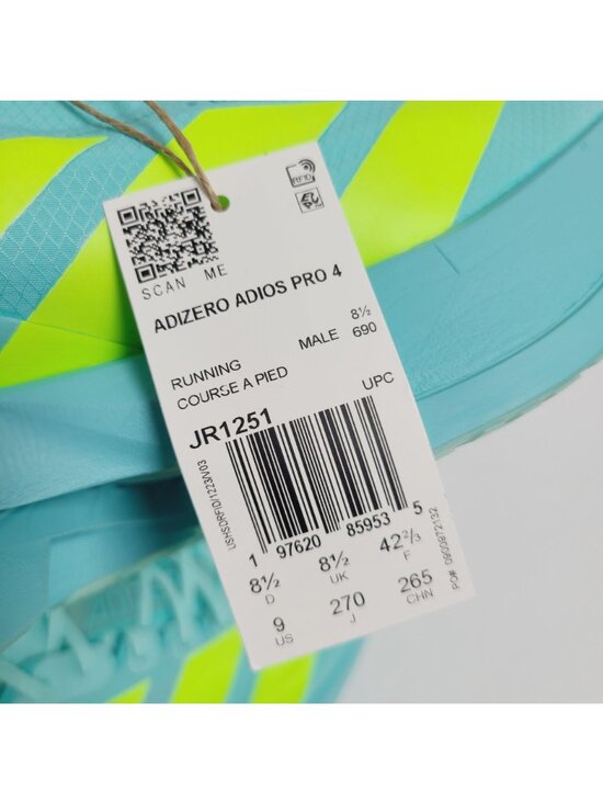 NEW Adidas Adizero Adios Pro 4 Running Shoes JR1251 Size 9 Flash Aqua #1 main image 4